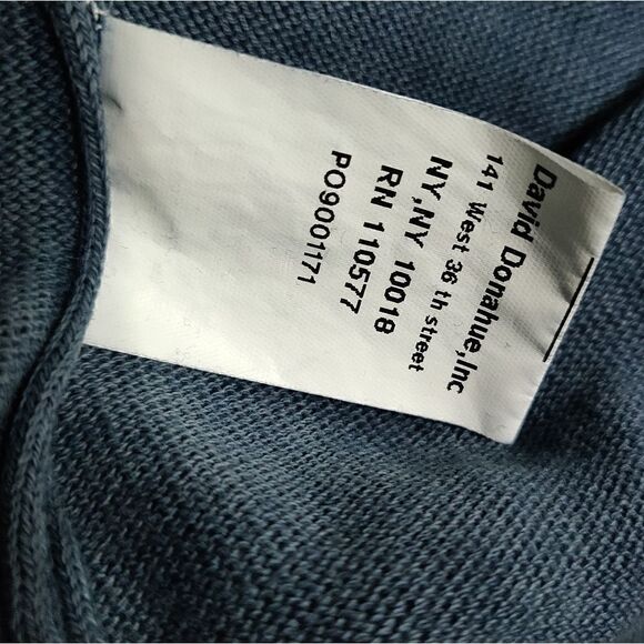 DAVID DONAHUE ITALY DUSTY BLUE 100% COTTON CLASSIC LONG SLEEVE SWEATER SIZE M - Picture 5 of 6
